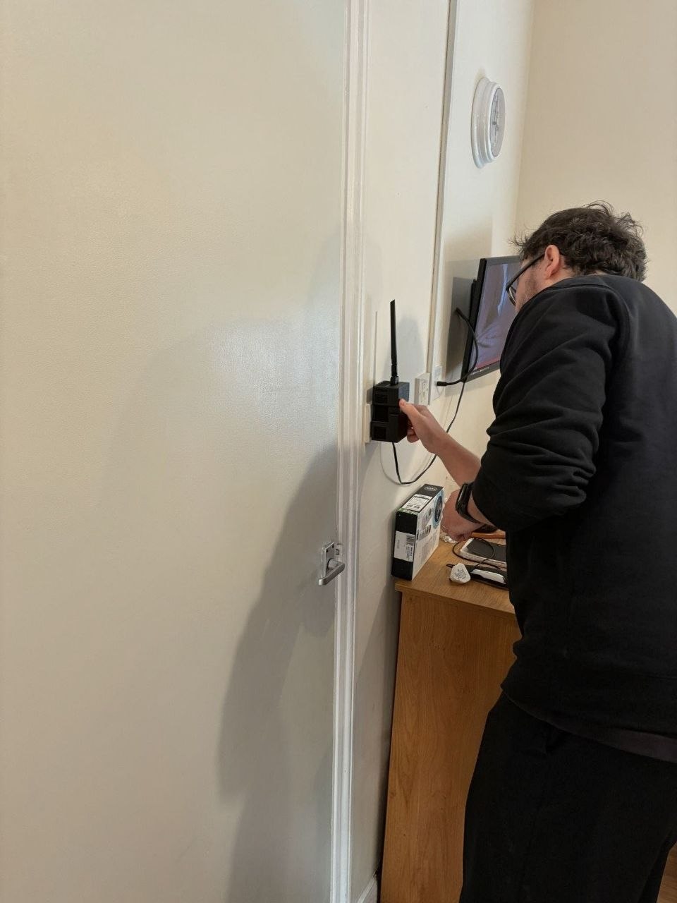 Plugging in a Haelo Hub on installation day