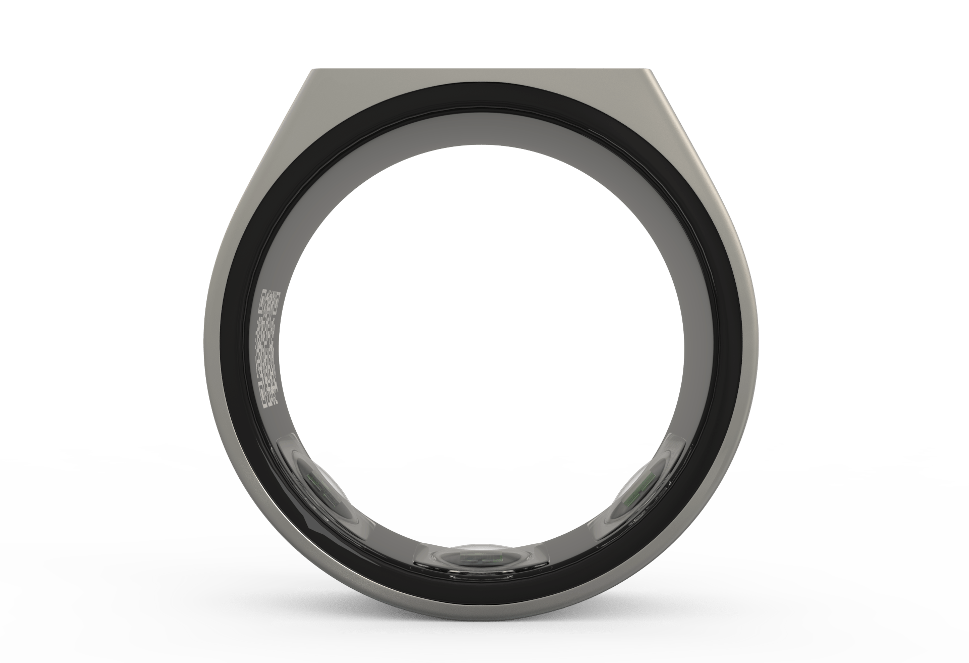 Haelo health monitoring device - a sleek black ring-shaped wearable with internal sensors visible